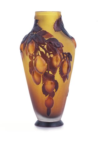 GALLE' RARO VASO SOUFFLE' IN VETRO TRIPLO, GALLE', 1920 CA., a balaustro,...