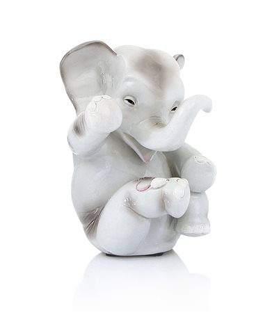 LENCI ELEFANTE CON TOPOLINO IN CERAMICA, LENCI, H.K.SCAVINI, ANNI '40, decoro...