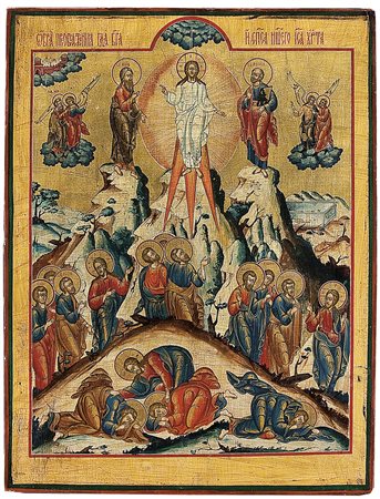 ICONA RUSSA DEL XIX SECOLO TrasfigurazioneTempera all'uovo su tavola, cm 52x40.