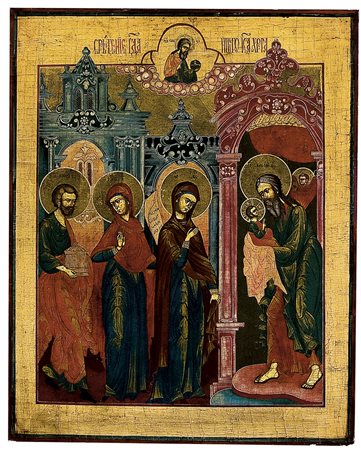 ICONA RUSSA DEL XIX SECOLO La presentazione al tempioTempera all'uovo su...