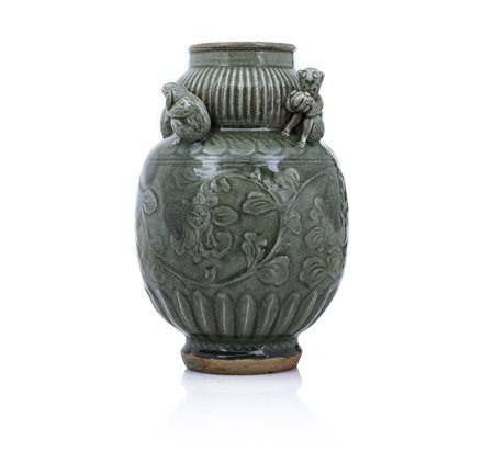 ARTE ORIENTALE VASO IN CERAMICA CELADON INVETRIATA, CINA, XVIII SECOLO,...