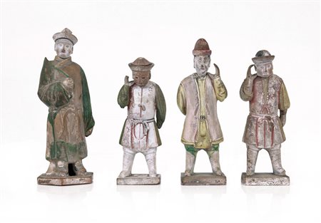 ARTE ORIENTALE QUATTRO SCULTURE IN TERRACOTTA, CINA, XVIII SECOLO,...