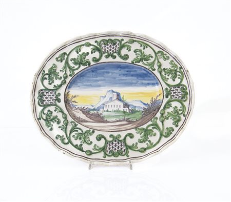 PAVIA PIATTO OVALE IN MAIOLICA, PAVIA, ULTIMO QUARTO XVII - PRIMA META' XVIII...