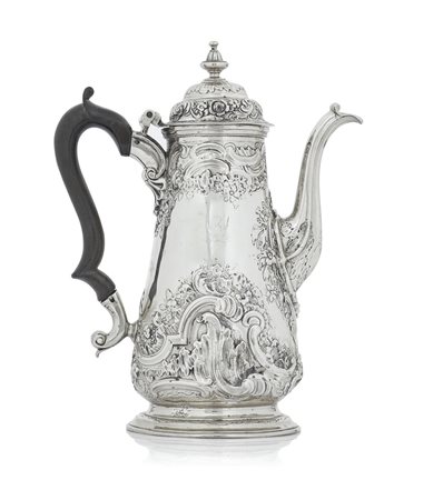 ARGENTI D'EPOCA CAFFETTIERA GIORGIO II IN ARGENTO, LONDRA, 1751, troncoconica...