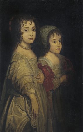 PITTORE DEL XIX SECOLO Figlie di Carlo I (da A.Van Dyck)Olio su tela, cm 91x58.