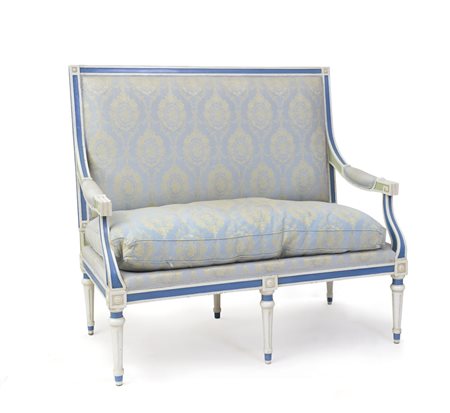 MOBILE DEL XVIII SECOLO DIVANO LUIGI XVI IN LEGNO SCOLPITO E DIPINTO, XVIII...