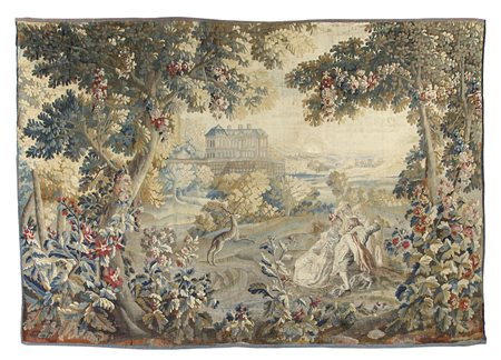 ARAZZO ARAZZO, FIANDRE, XVIII SECOLO, raffigurante paesaggio con castello e...