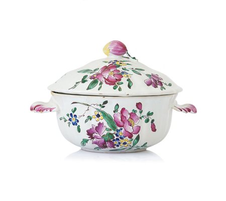 LODI TAZZA DA PUERPERA CON COPERCHIO IN MAIOLICA, LODI, A.FERRETTI, 1770 CA.,...