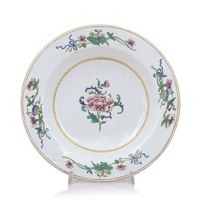 CLERICI FELICE PIATTO IN MAIOLICA, MILANO, F. CLERICI, 1750 CA., decoro...