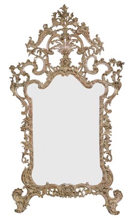 MOBILE DEL XVIII SECOLO SPECCHIERA IN LEGNO SCOLPITO E ARGENTATO, PIEMONTE,...