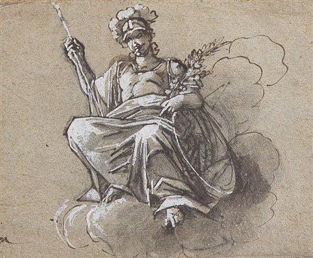 PITTORE DEL XVIII SECOLO Studio di figura allegoricaPenna acquerellata e...