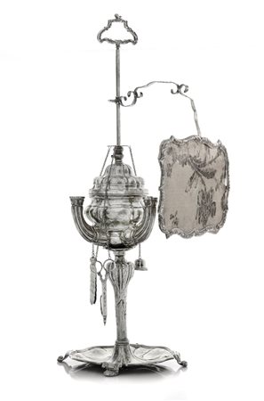 ARGENTI D'EPOCA LUCERNA IN ARGENTO, PALERMO, XVIII SECOLO, base mistilinea su...