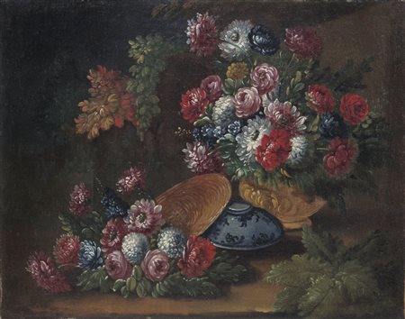 SCUOLA NAPOLETANA DEL XIX SECOLO Natura morta con vasellameOlio su tela, cm...