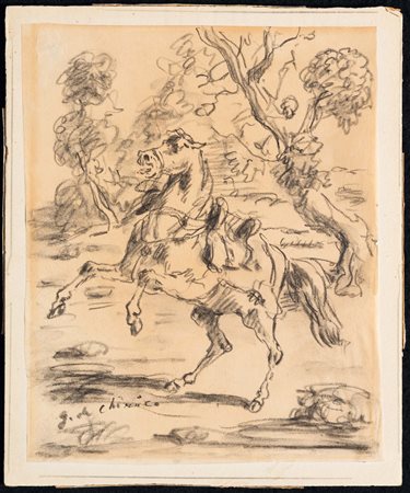 Giorgio De Chirico (1888-1978), Cavallo in un bosco, fine anni ’40 matita e...