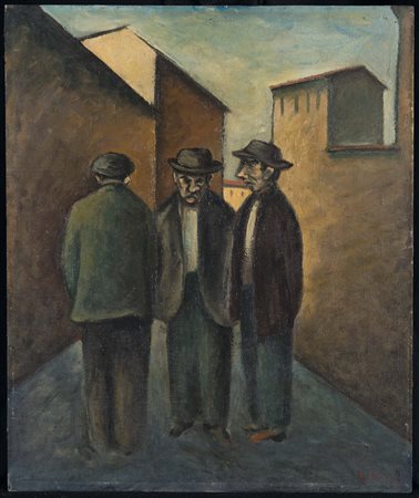 Ottone Rosai (Firenze 1885 - Ivrea 1957), Viandanti, 1956 olio su tela, cm...