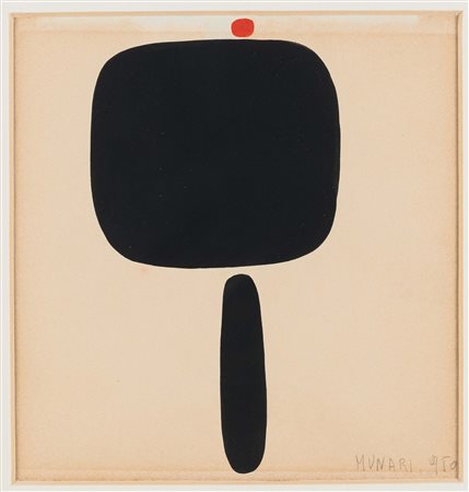 Bruno Munari (1907-1998), Rosso a Nord, 1950 tempera su carta, cm 18x17,5,...