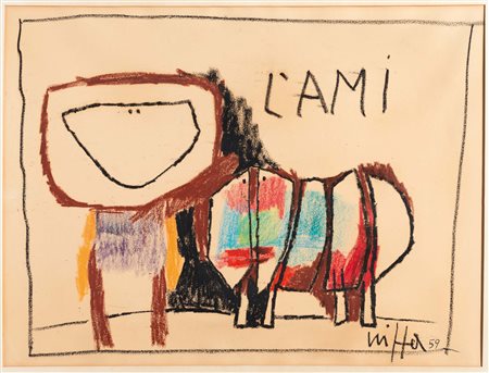 Roberto Crippa (1921-1972), Senza Titolo, 1959 pastello su carta, cm 94x73,...