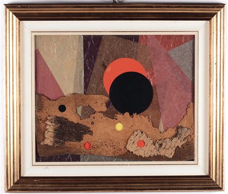 Roberto Crippa (1921-1972), Senza Titolo collage su tavola, cm 40x50