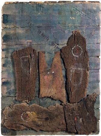 Roberto Crippa (1921-1972), Sugheri, 1956 collage su tavola, cm 120x90 al...