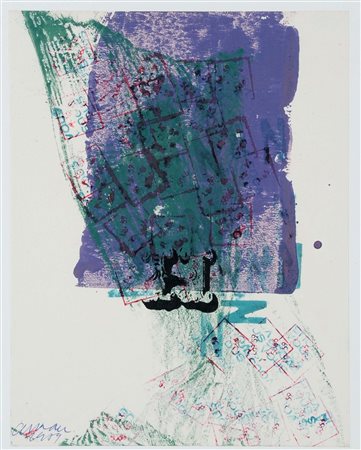 Fernandez Arman (1928-2005), La lune en rodage, 1959 tecnica mista su carta,...