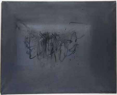 Emilio Scanavino (1922-1986), Sindone, 1957 olio su tela, cm 81x100, firmato...
