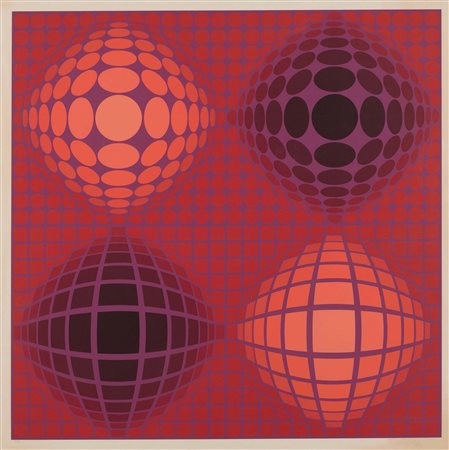 Victor Vasarely (1906-1997), Senza titolo serigrafia a colori, cm 82x82...