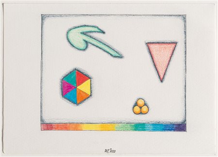 Lucio Del Pezzo (1933), Senza Titolo, anni 80 pastelli su carta, cm 21x15...