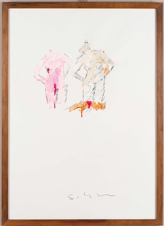 Mario Schifano (1934-1998), Senza titolo, 1984 smalto, grafite e collage su...