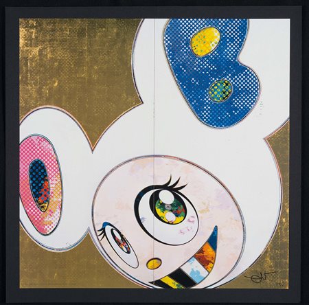 Takashi Murakami (1962), Dob, in Pure white robe (pink and bleu), 2013 stampa...