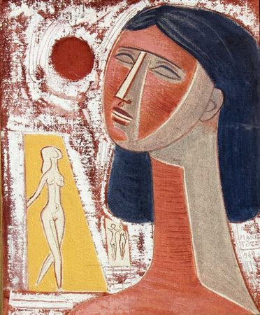 TOZZI MARIO Figura 1969 olio su tela cm. 55 X 46 Firma, data 'Mario Tozzi,...