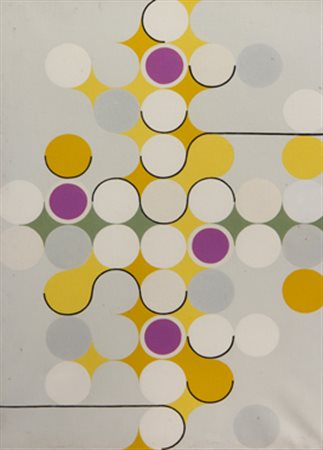 NANGERONI CARLO Percorsi ritmati 1965 acrilico su tela cm. 61.5 X 42.5 Firma,...