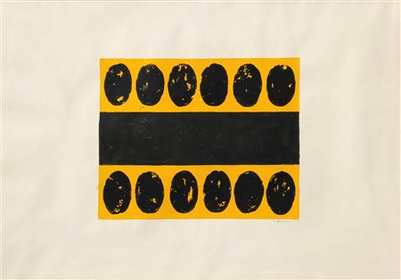 SIMETI TURI 12 ovali 1964 smalto su cartoncino cm. 70 X 100 Firma, data...