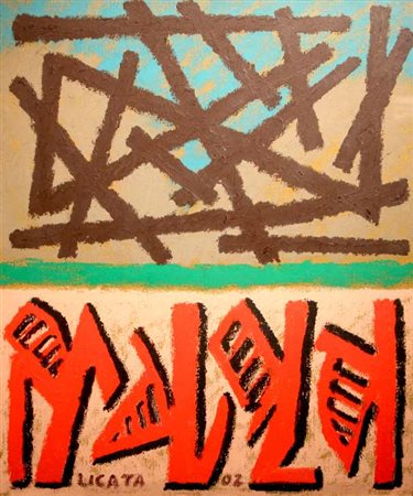 LICATA RICCARDO Composizione 2002 olio su tela cm. 55 X 46 Firma 'Licata' (in...