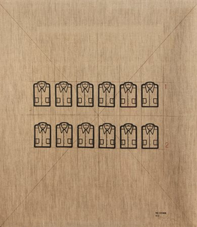 STEFANONI TINO Le camicie 1972 tecnica mista su tela cm. 70 X 60 Firma e...