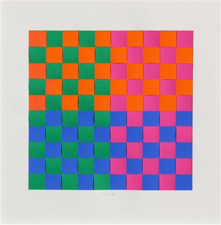 LANDI EDOARDO Strutturazione ortogonale + influenza cromatica 1964 acrilico...