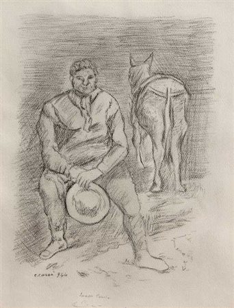 CARRA' CARLO Senza titolo 1944 grafite su cartoncino cm. 40 X 30 Firma, data...