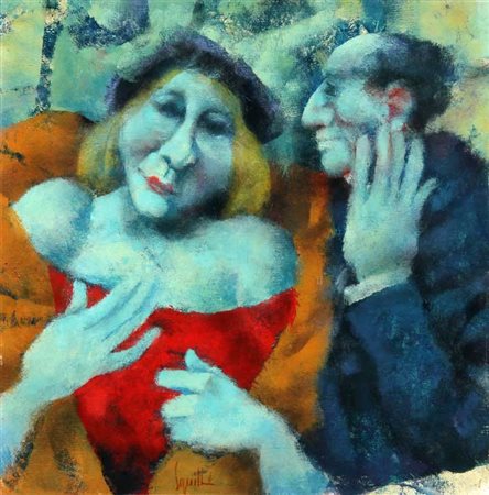 SQUILLANTINI REMO Perplessità 1995 olio su tavola cm. 40 X 40 Firma...