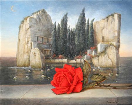 NUNZIANTE ANTONIO Arcadia 2012 olio su maiolica cm. 30 X 35 Firma 'Nunziante'...