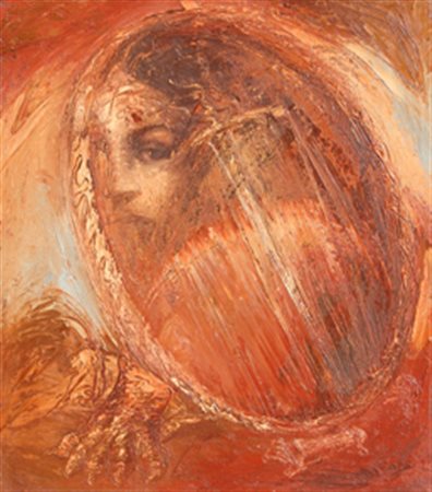 GALLIANI OMAR Di riflesso 1986 olio su tela cm. 46 X 40 Firma, data, titolo...