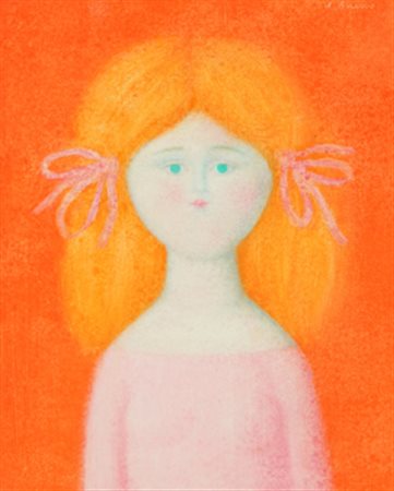 BUENO ANTONIO Bambina 1973 olio su faesite cm. 50 X 39 Firma 'A. Bueno' (in...