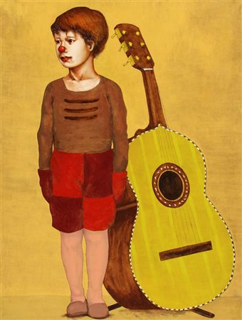 SANGIORGI SILVIO Clown con guitarròn 2014 olio su tela cm. 85 X 60 Luogo,...
