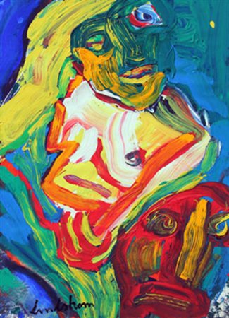 LINDSTROM BENGT Femme olio su tavola cm. 105 X 75 Firma 'Lindstrom' (in basso...