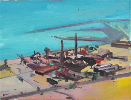 RUSSO ALESSANDRO Paesaggio industriale 2010 olio su tela cm. 40 X 50 Firma...