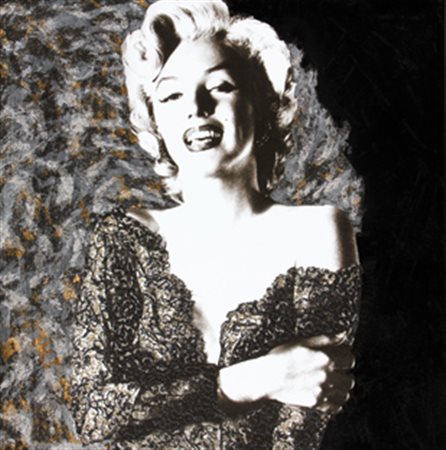 BRUSCIA FRANCESCO Marilyn 2009 acrilici, foglia oro e argento, glitters e...