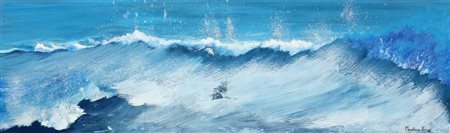 MACALUSO ELISA Mareggiata 2012 olio su tavola cm. 29 X 100 Firma, data...