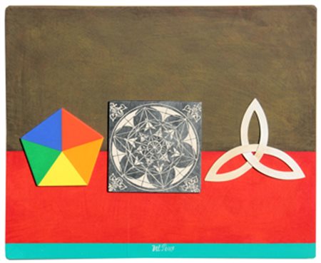 DEL PEZZO LUCIO Figura collage e acrilico su tavola cm. 24.5 X 30 Firma 'Del...