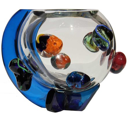 NESPOLO UGO Senza titolo vaso in vetro cm. 28 X 37 X 37 Esemplare unico Firma...