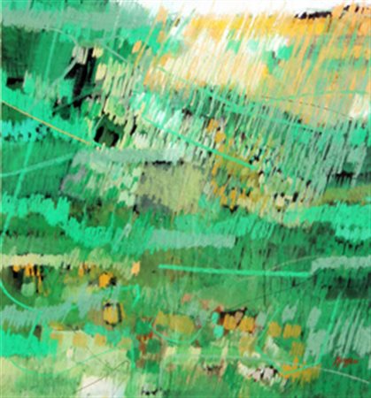 RUGGERI PIERO Paesaggio 1977 tempera e pastelli su cartoncino cm. 53 X 49...