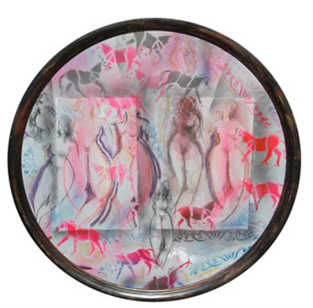 CREPALDI LUCIANO Figure e cavalli 2013 acrilico e tecnica mista su tavola cm....