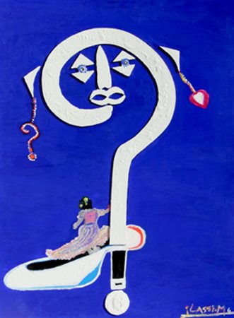 JELASSI MOKHTAR Provaci 2015 collage e acrilico su tavola cm. 97 X 71 Firma...